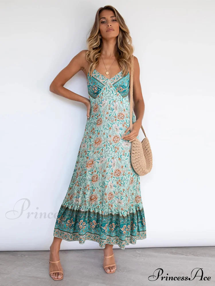 for Suspender Gown Flowered Bohemian Women