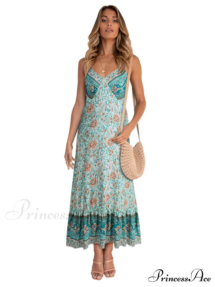 for Suspender Gown Flowered Bohemian Women