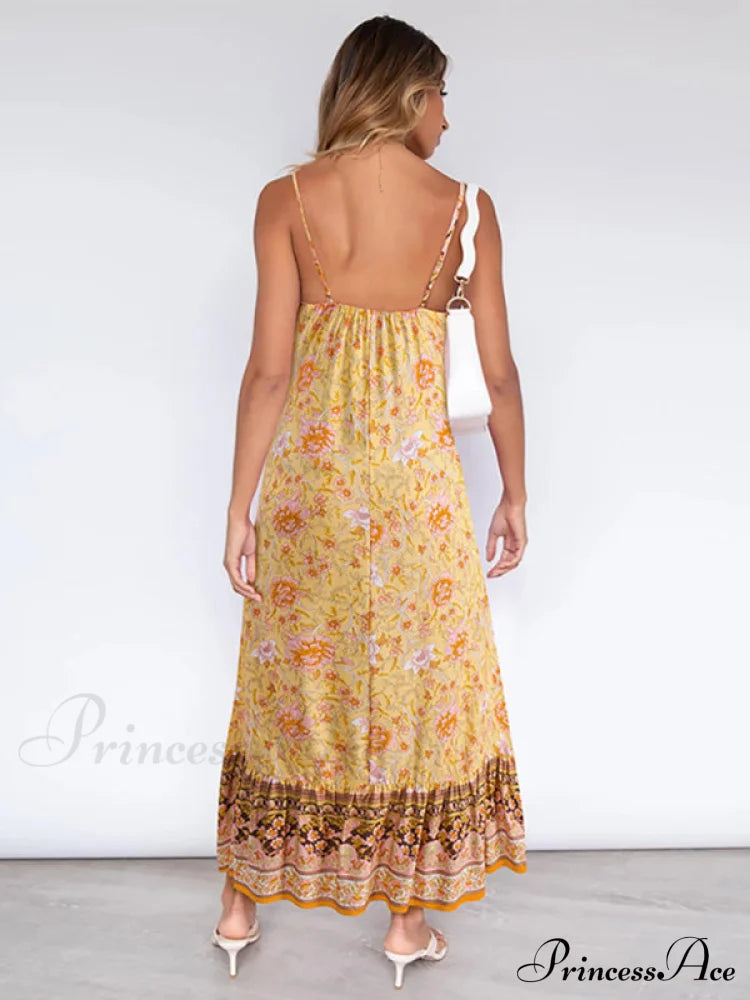 for Suspender Gown Flowered Bohemian Women