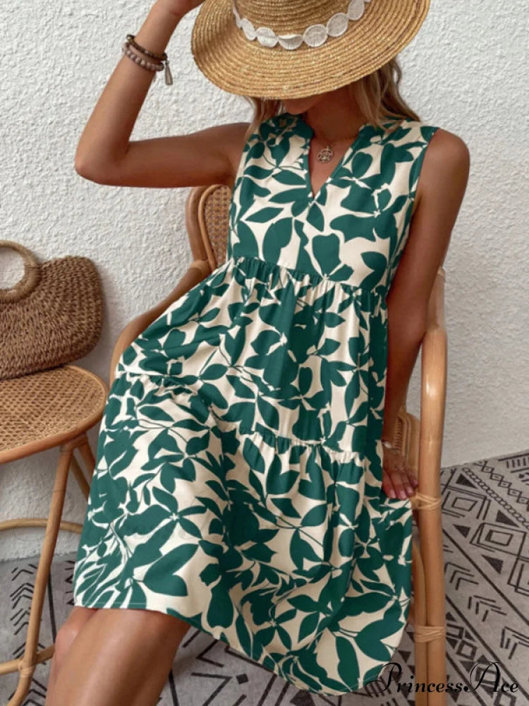 for Tiered Design Sleeveless Minidress Flowered Ruffle Women