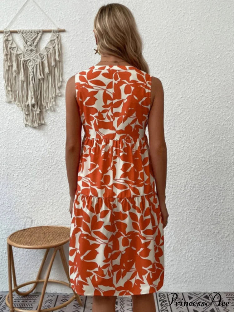 for Tiered Design Sleeveless Minidress Flowered Ruffle Women