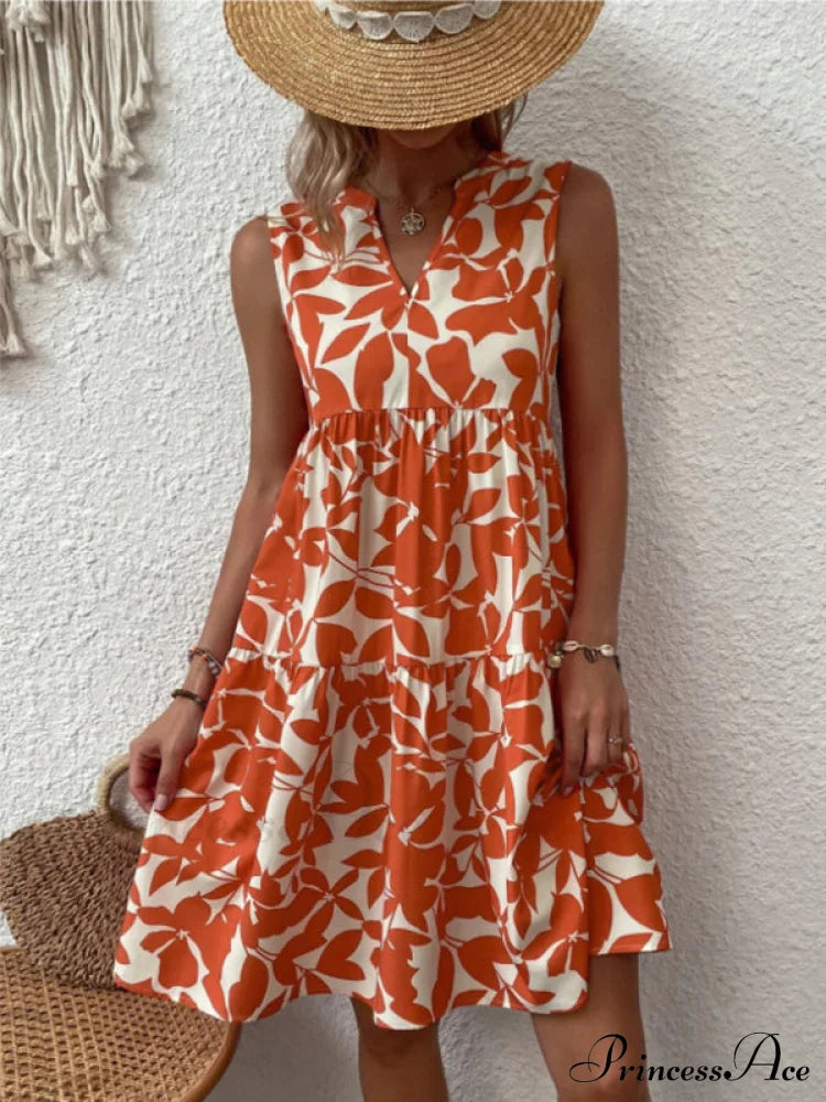 for Tiered Design Sleeveless Minidress Flowered Ruffle Women