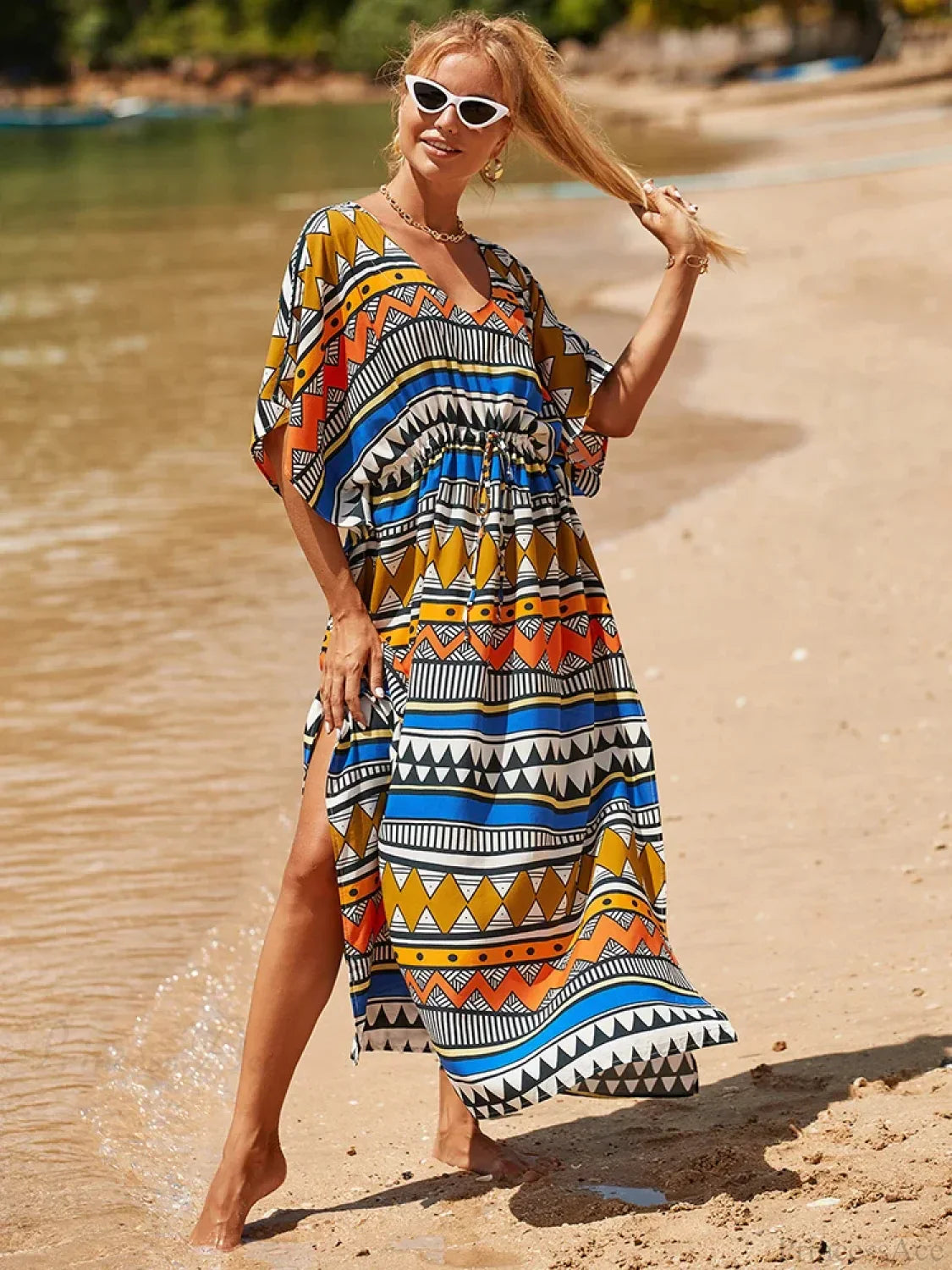 Geometry Lace Up Bikini Cover Up