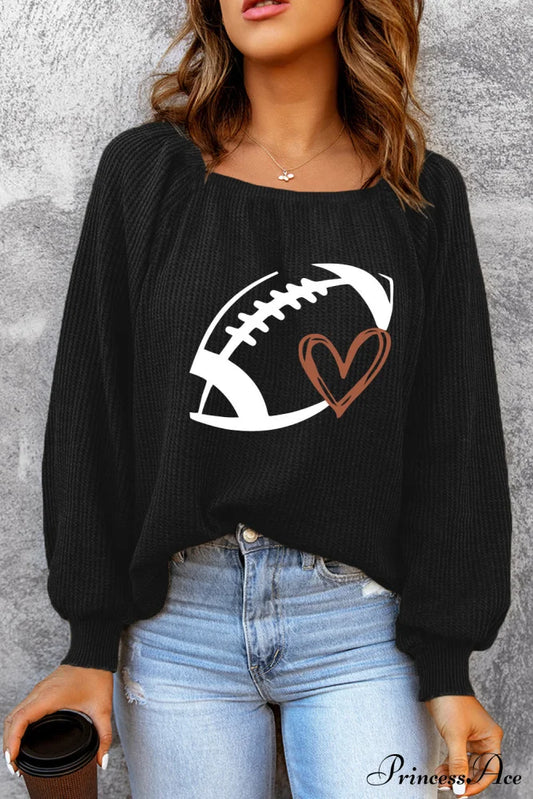 Graphic Ribbed Football Top