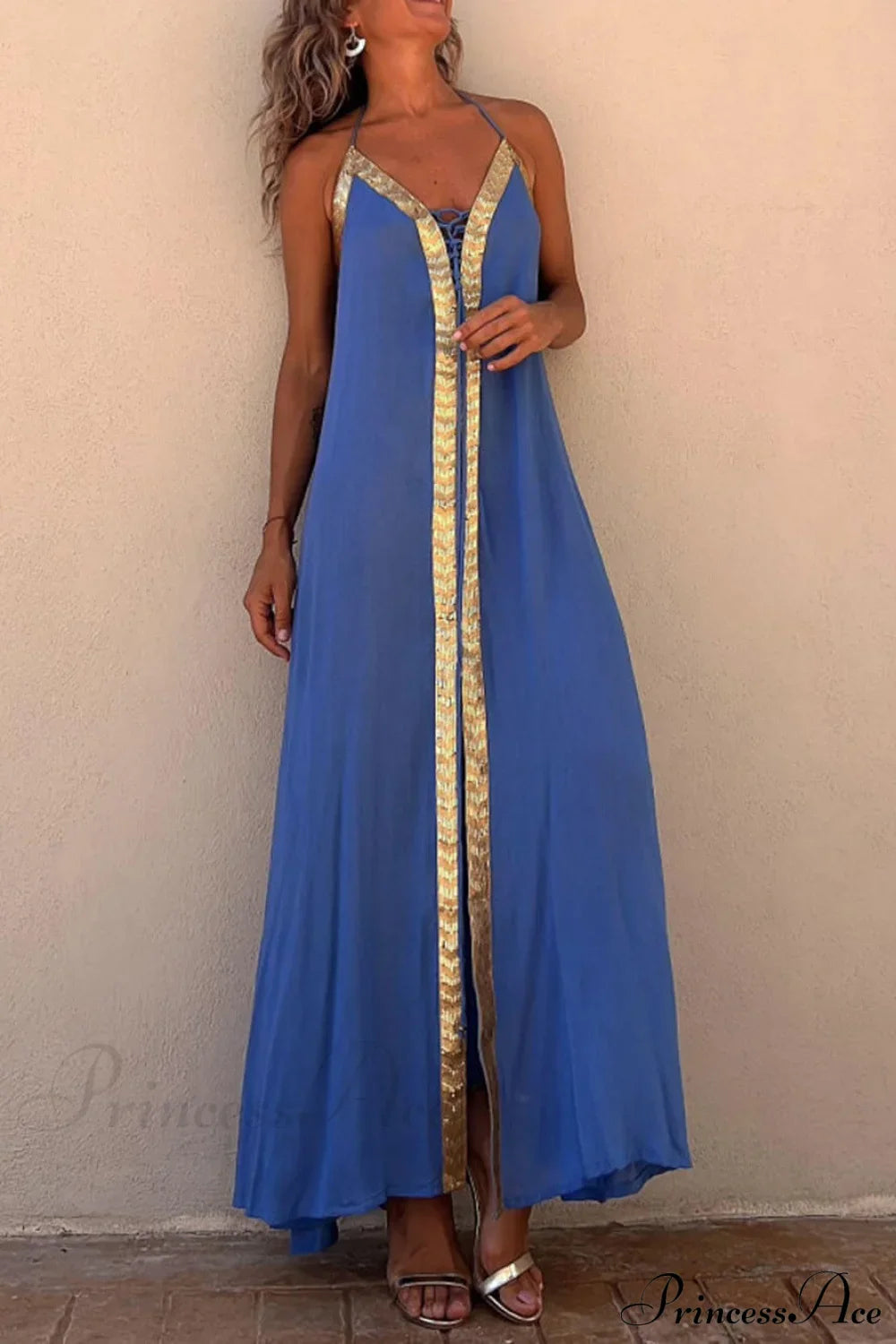 Halter Neck Casual Charming Resort Maxi Dress