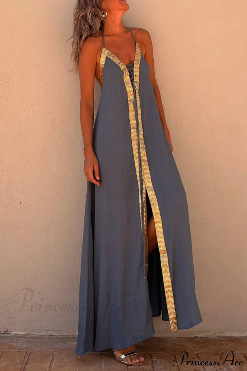 Halter Neck Casual Charming Resort Maxi Dress