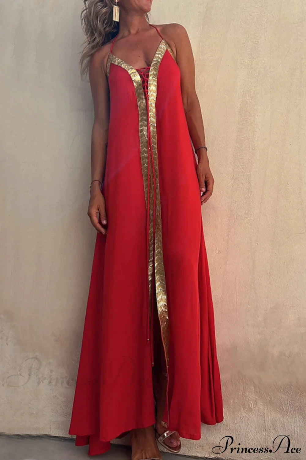Halter Neck Casual Charming Resort Maxi Dress