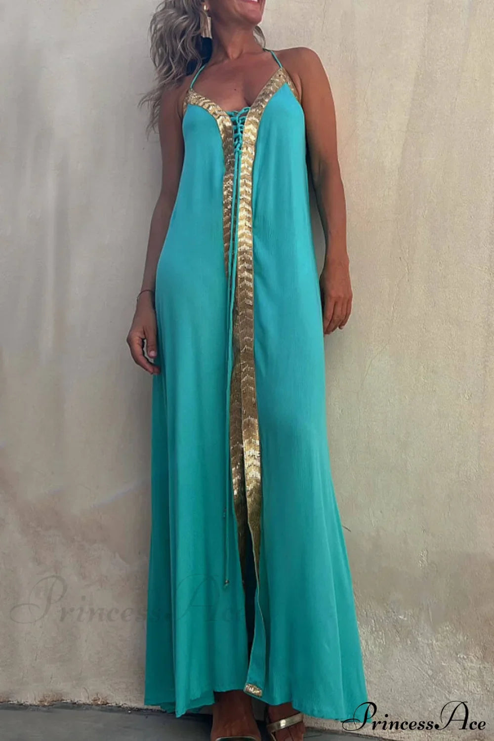 Halter Neck Casual Charming Resort Maxi Dress