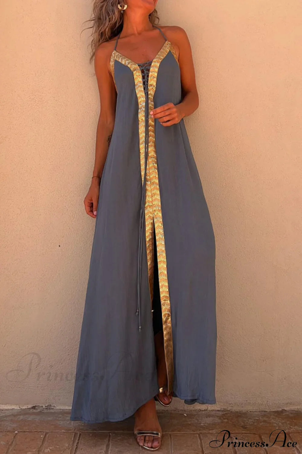 Halter Neck Casual Charming Resort Maxi Dress