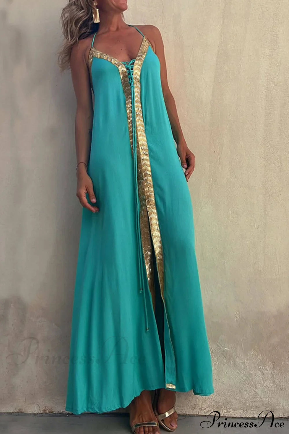 Halter Neck Casual Charming Resort Maxi Dress