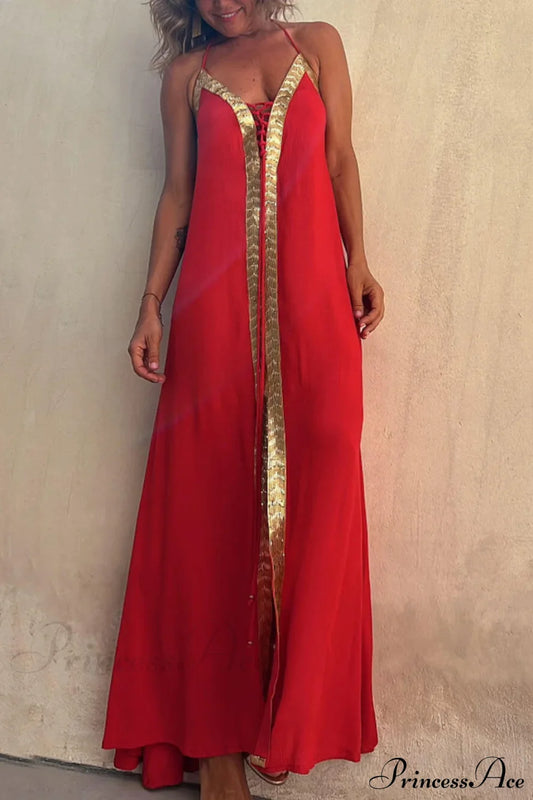 Halter Neck Casual Charming Resort Maxi Dress