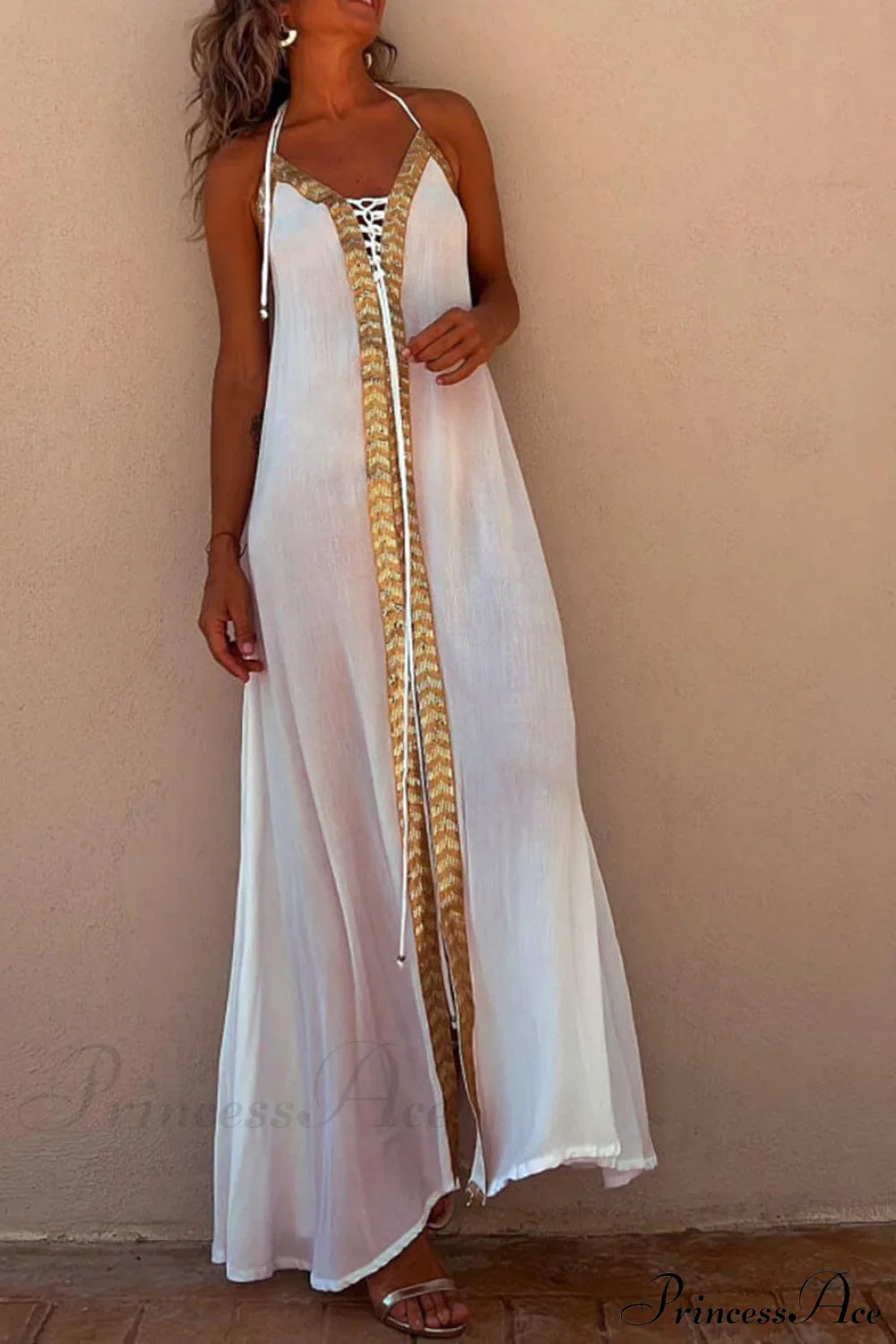 Halter Neck Casual Charming Resort Maxi Dress