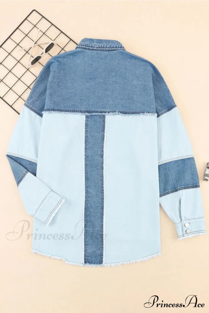 Hem Color Denim with Jacket and Up Raw Block Button Closure