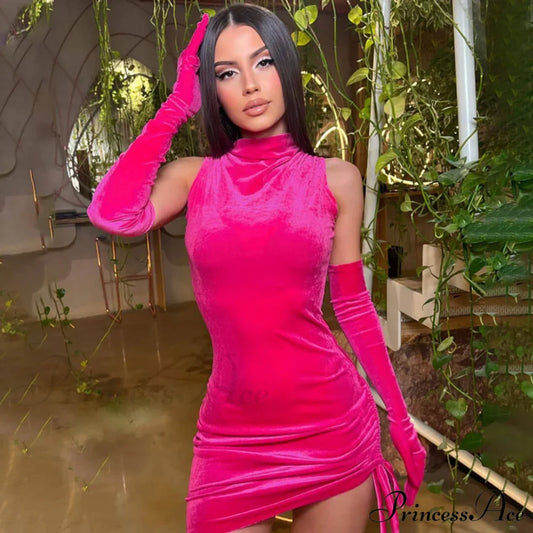 High Neck Ribbed Knit Modern Long Sleeve Maxi Dress