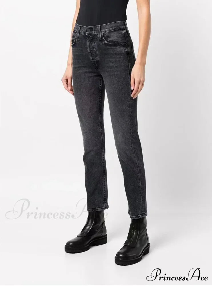 High Quality Stretch Women straight denim casual fashion ankle-length Fall Winter new Jean
