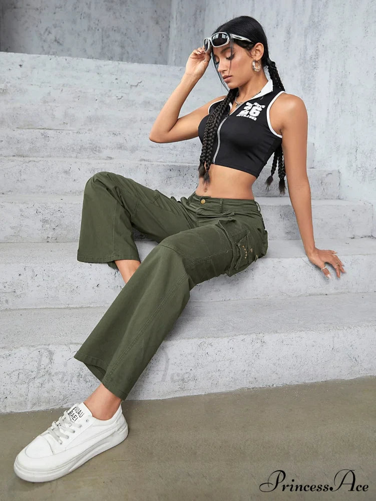High Waist Straight Trousers