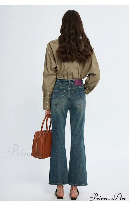 High Waisted Flare Skinny Strench Vintage Streetwear Denim Korean Fashion New Jean