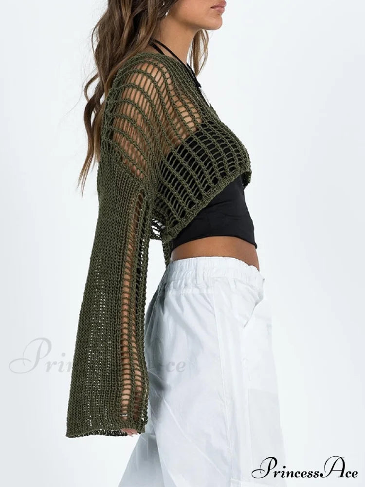 Hollow Out Crochet Trendy Cover Up Maxi Dress