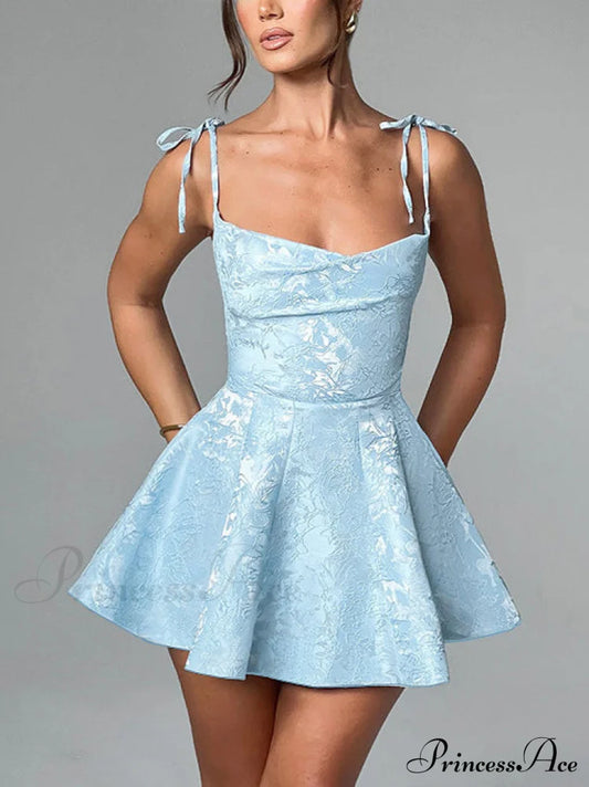 Jacquard Texture Suspender Charming Slimming A-Hem Mini Dress