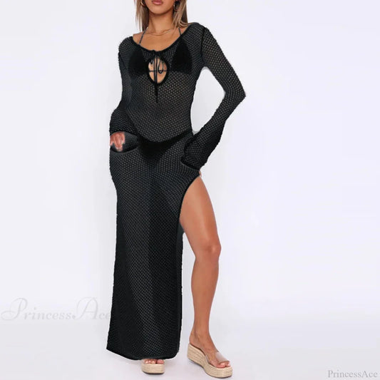 Knitted Cover Up Beach Bikini Set