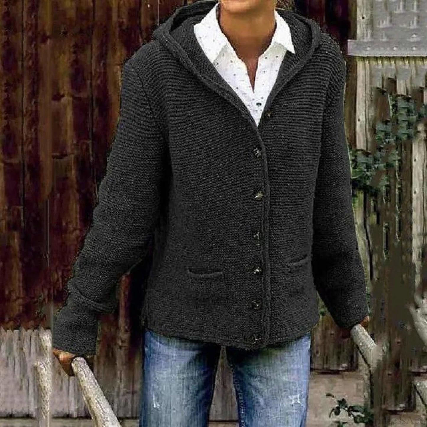 Knitted Hooded Vintage Cardigan
