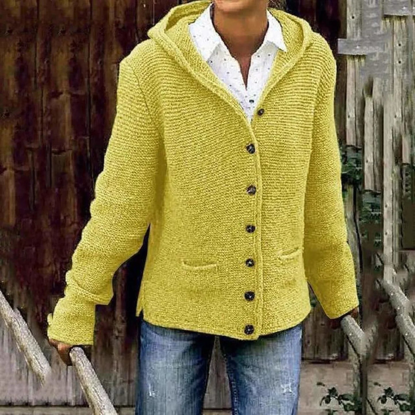 Knitted Hooded Vintage Cardigan
