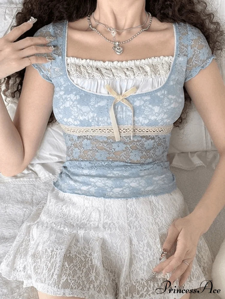 Lace Patchwork Graceful Butterfly Print Dress
