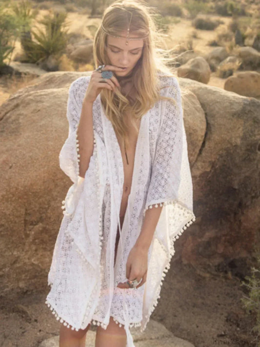 Lace Up Solid Bikini Cover Up