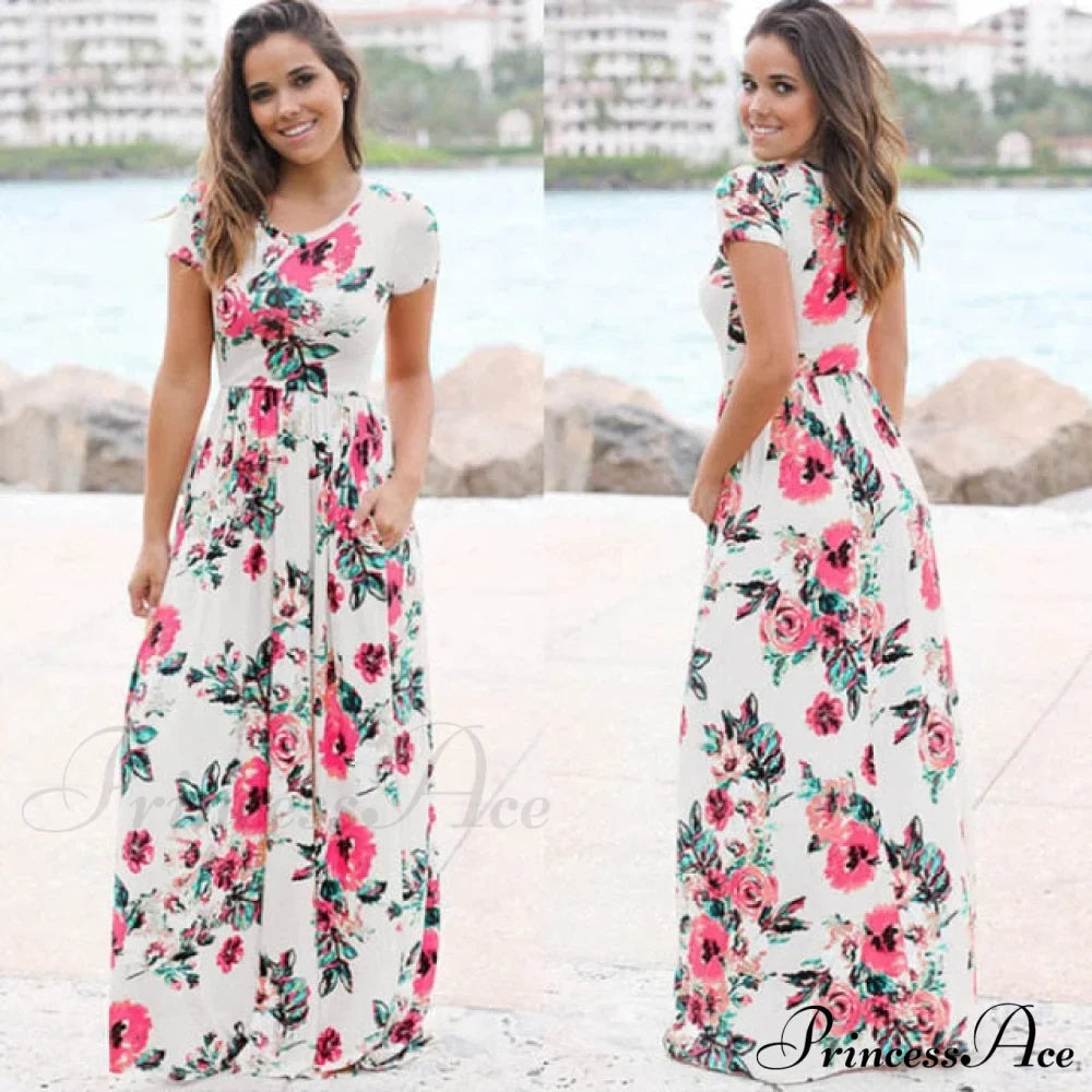 Ladies White Maxi Evening Party Dress