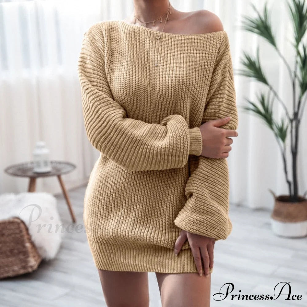 Lantern Sleeve Oversized Fashion Knitted Dress