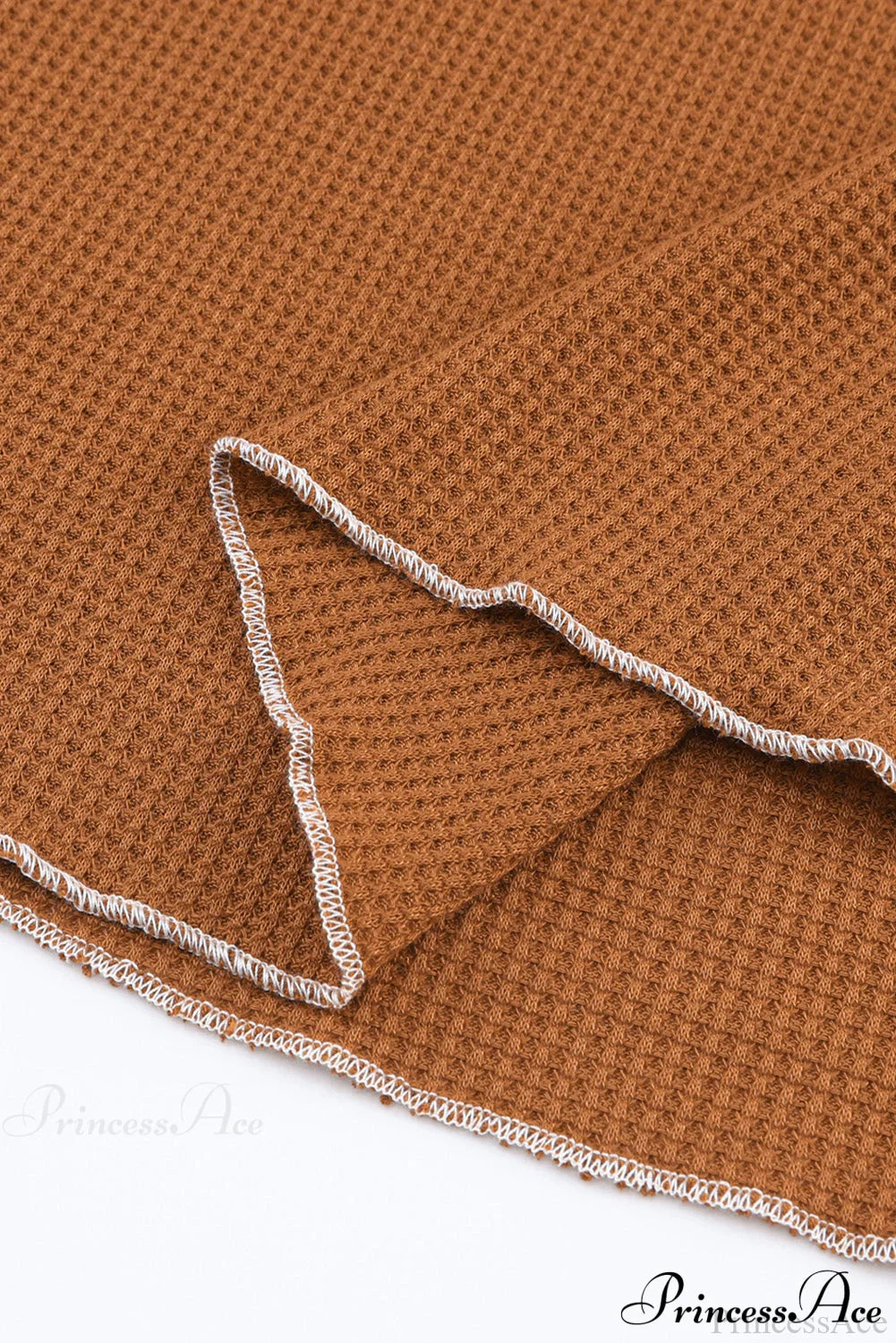 Long Round Arm Neck Brown Textured Top