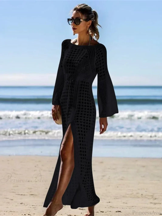 Long Sleeve Hollow Out Bikini Cover Up