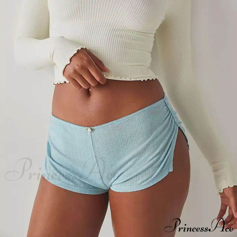 Micro Low Waist Side Slit Mini Pleated Slim Underwear Short
