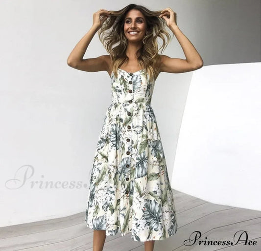 Polka Dot Striped Backless Midi Dress