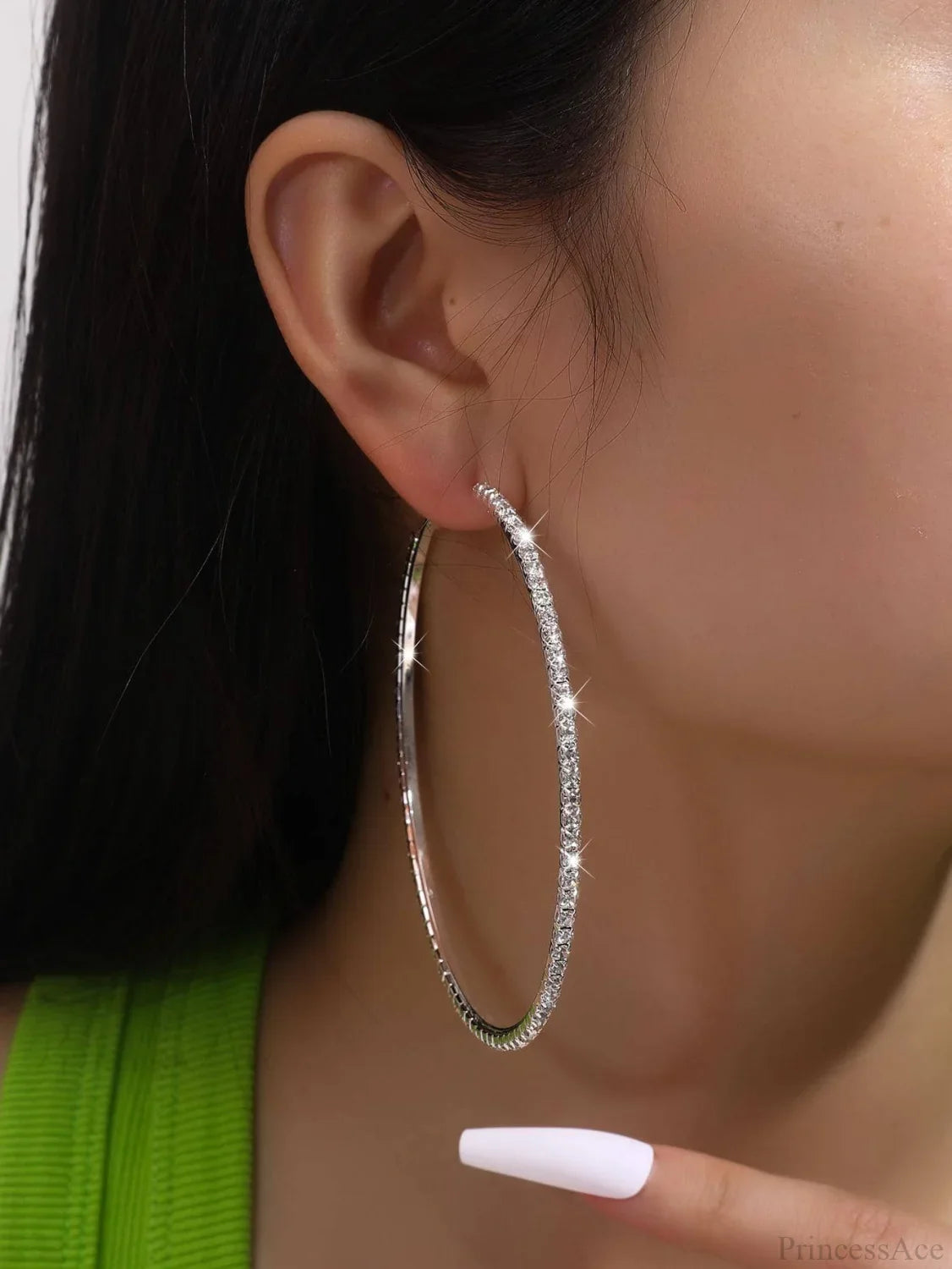 Minimalist Rhinestone Inlaid Chunky Hoop Earrings