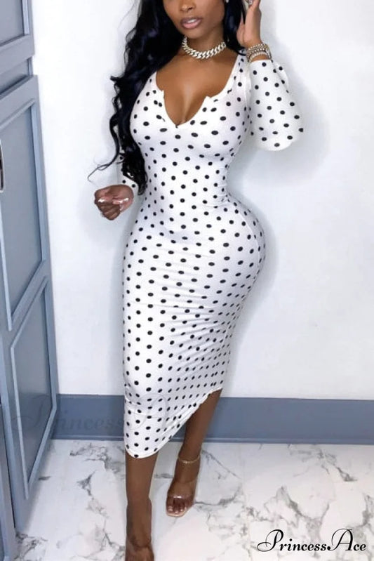 Office Lady Skinny Long Sleeve Dress