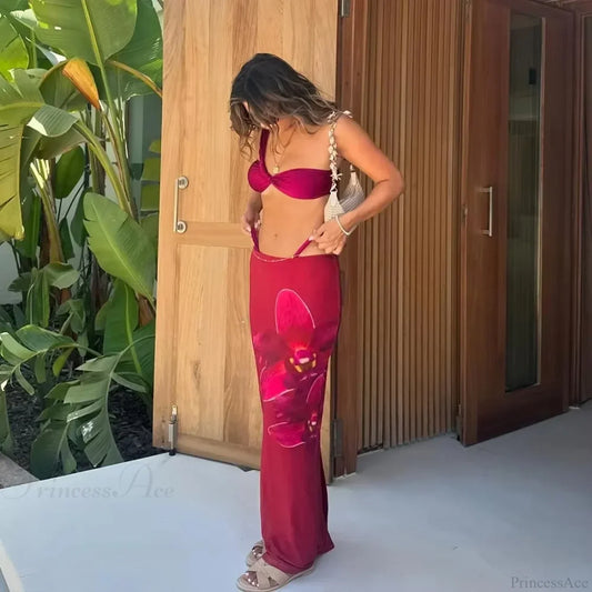 One Shoulder Micro Skirt Three Piece Swimsuit