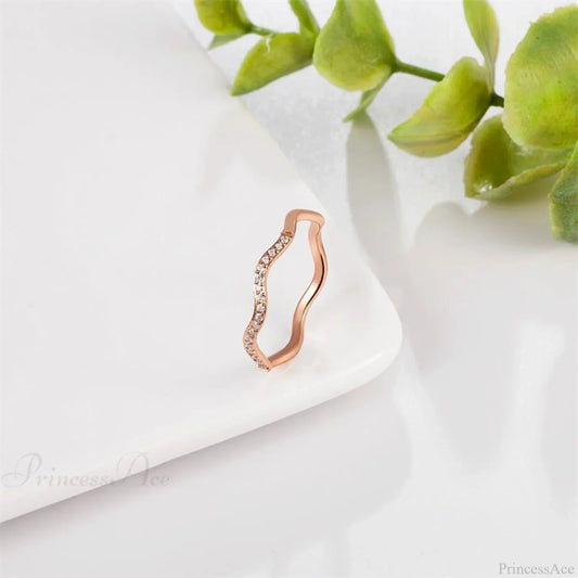 Personalized Irregular Curved Edge Rose Gold Ring