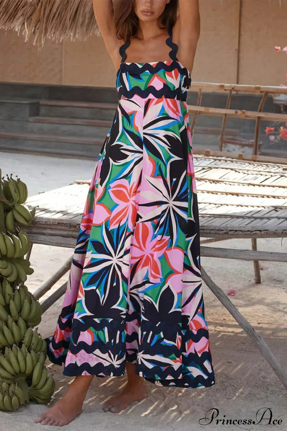 Printed Suspender Stylish Maxi Dress
