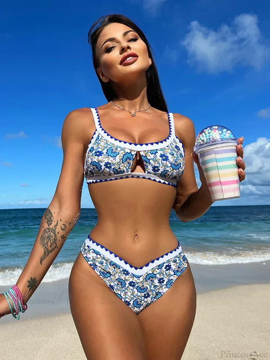 Push Up Floral Print Bikini Set