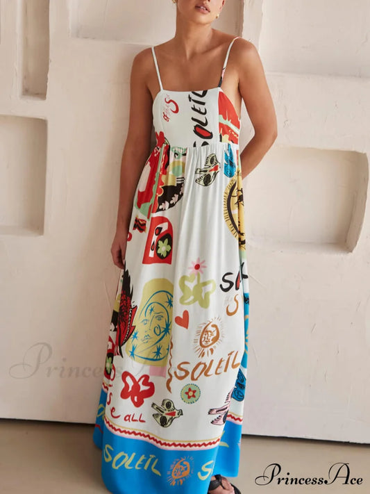 Refined Sensation Satin Charming Unique Print Maxi Dress