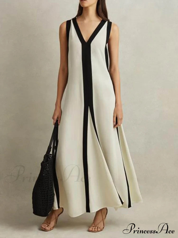 Reversible Style Colorblock Charming A-Line Maxi Dress
