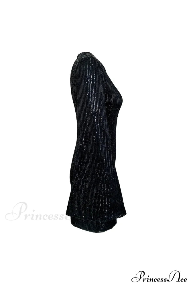 Sequins Flare Sleeve Dress