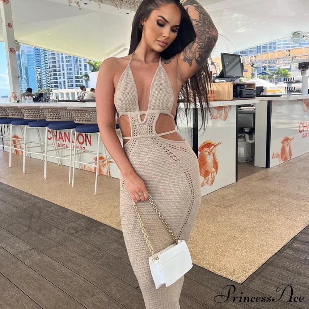 Sexy Backless Wrap Charming Chest Midi Dress