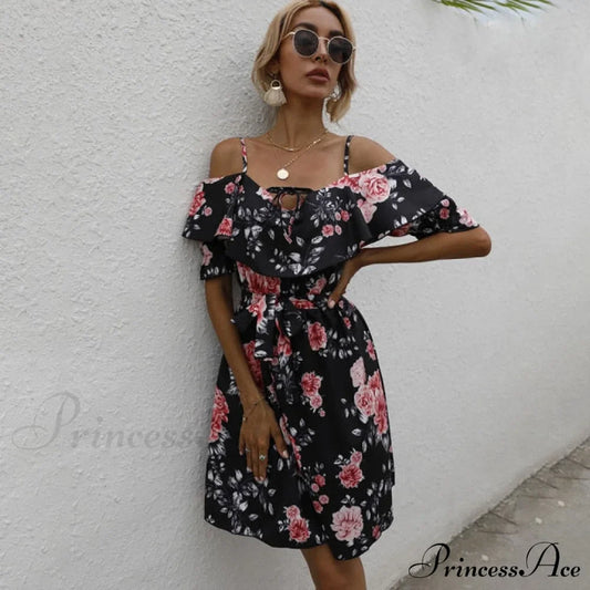 Sexy Spaghetti Strap Floral Print Mini Dress