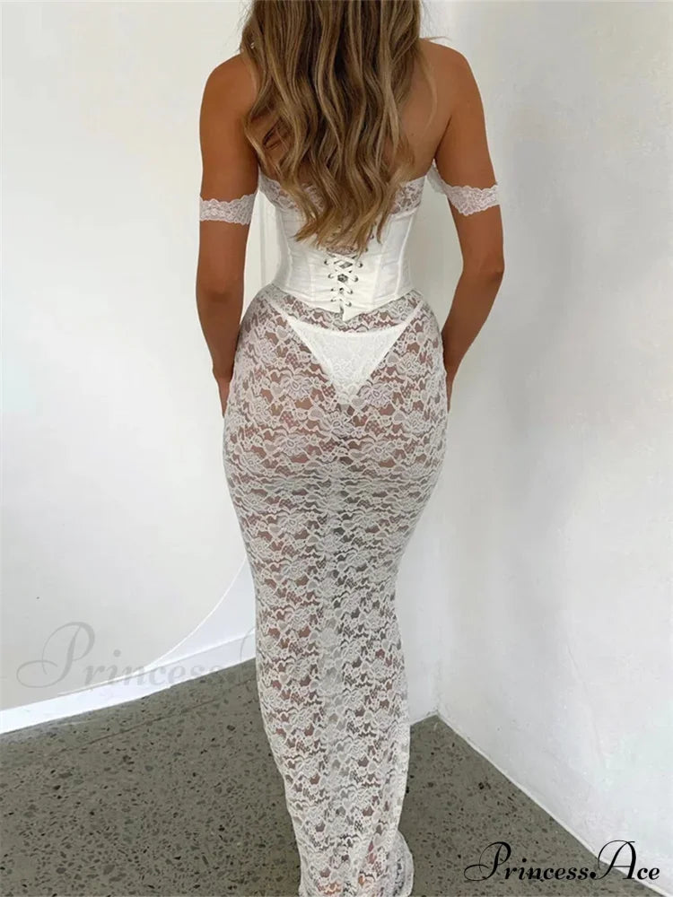 Lace Strapless Two Piece Set