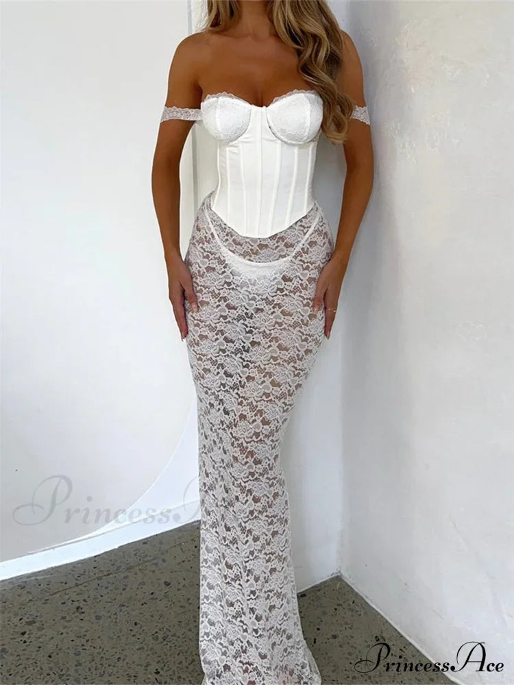 Lace Strapless Two Piece Set