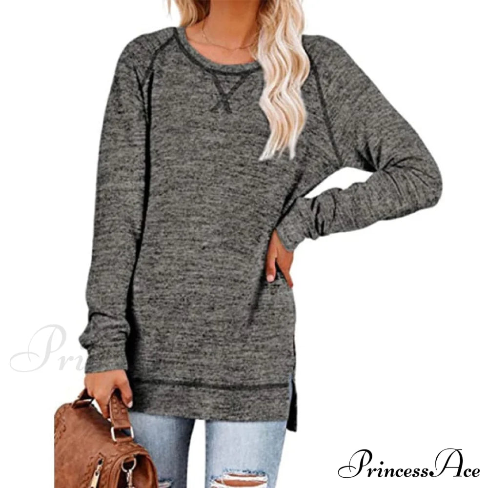 Solid Color Long Sleeve Tops Tee Shirts