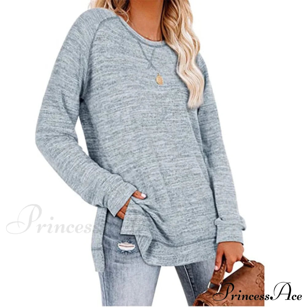 Solid Color Long Sleeve Tops Tee Shirts
