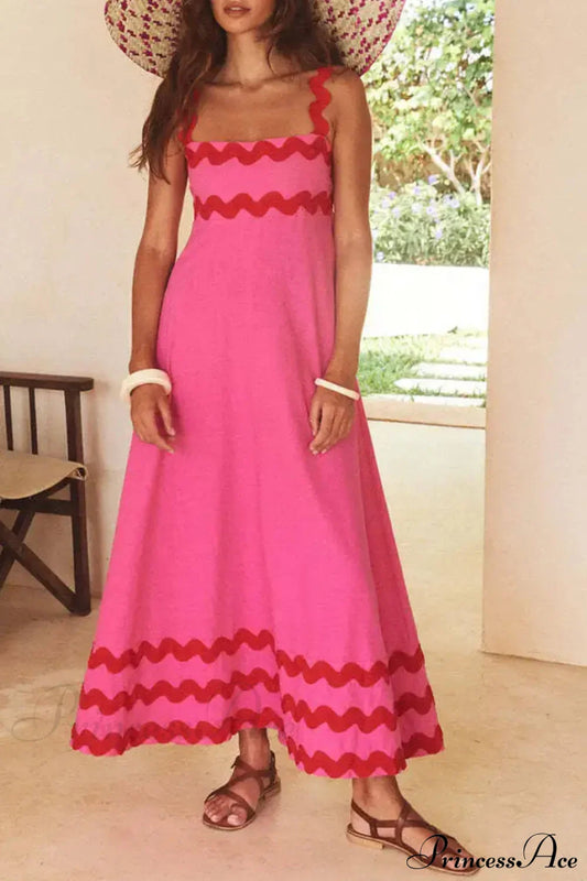 Square Neck Stylish Strap Maxi Dress